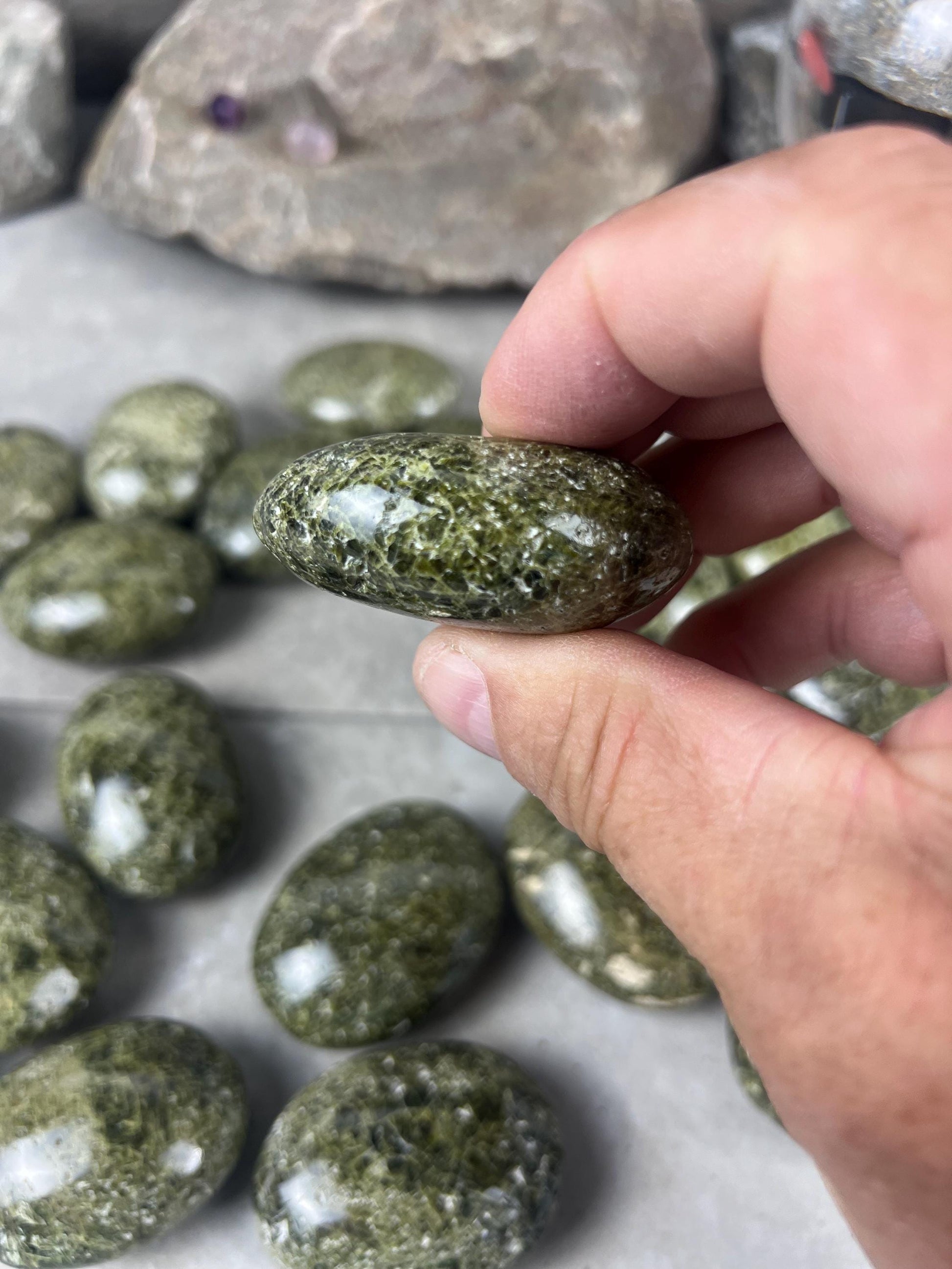 Polished Afghan Green Scapolite Palm Stone: Anxiety Worry Meditation Decor Birthday Gift Home Decor Worry Pocket Stress Anxiety Palm Stone