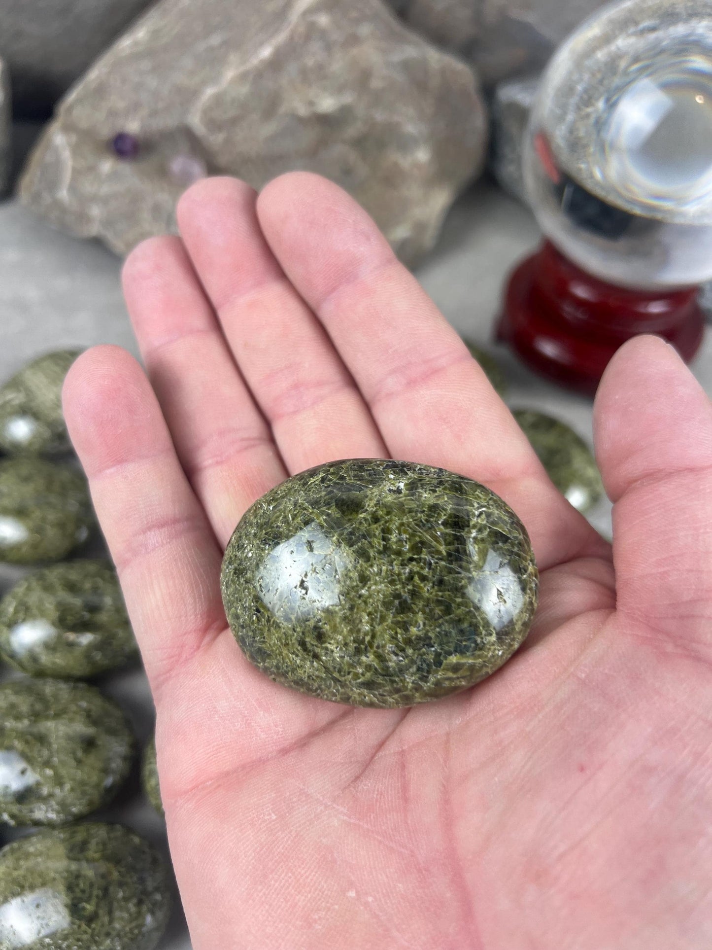 Polished Afghan Green Scapolite Palm Stone: Anxiety Worry Meditation Decor Birthday Gift Home Decor Worry Pocket Stress Anxiety Palm Stone