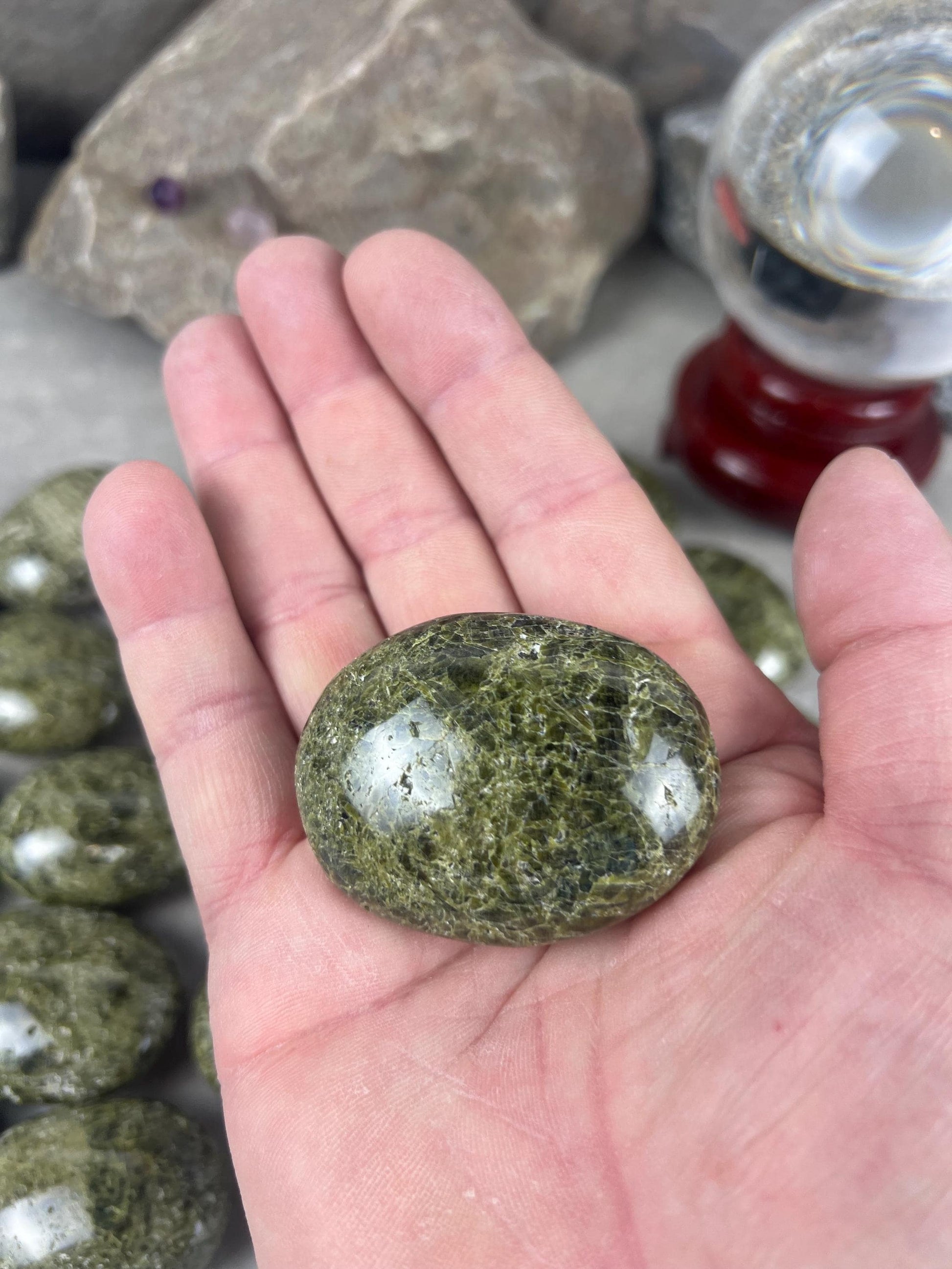 Polished Afghan Green Scapolite Palm Stone: Anxiety Worry Meditation Decor Birthday Gift Home Decor Worry Pocket Stress Anxiety Palm Stone