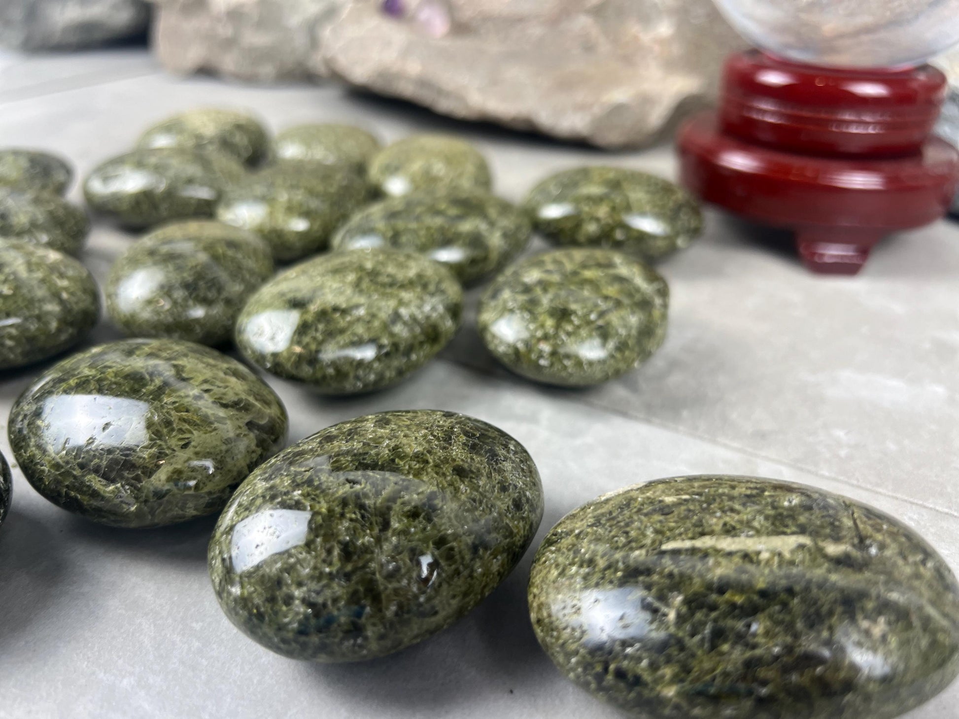 Polished Afghan Green Scapolite Palm Stone: Anxiety Worry Meditation Decor Birthday Gift Home Decor Worry Pocket Stress Anxiety Palm Stone