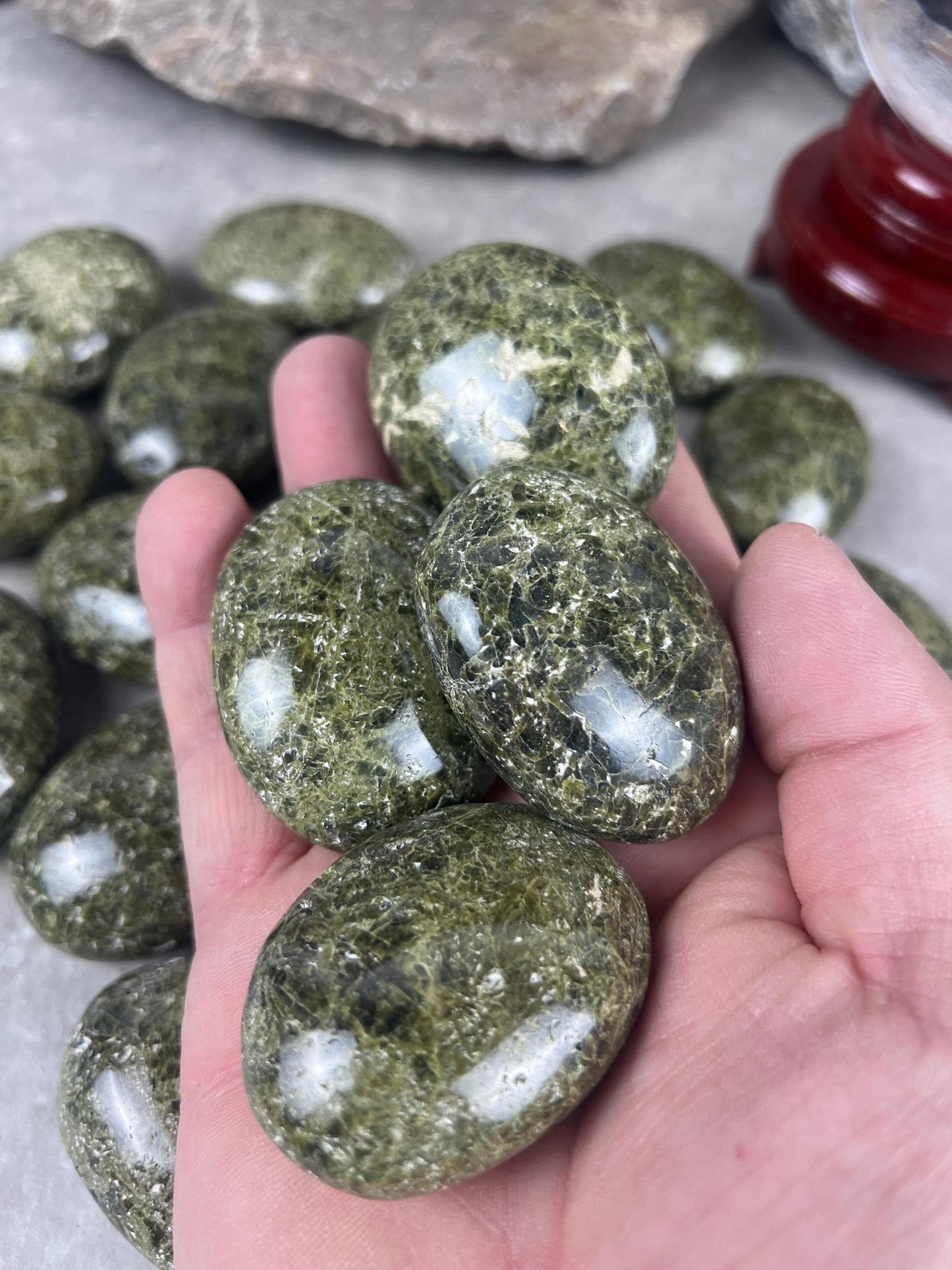 Polished Afghan Green Scapolite Palm Stone: Anxiety Worry Meditation Decor Birthday Gift Home Decor Worry Pocket Stress Anxiety Palm Stone