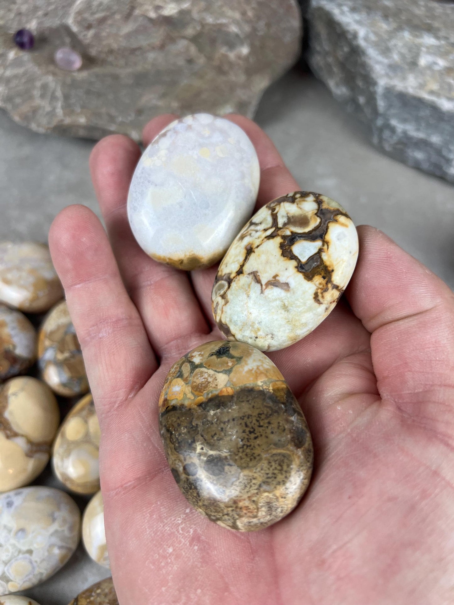 Indian King Cobra Jasper Palm Stone Uttar Pradesh Orbicular Jasper, Natural Crystal Home Decor Worry Pocket Stress Anxiety Palm Stone