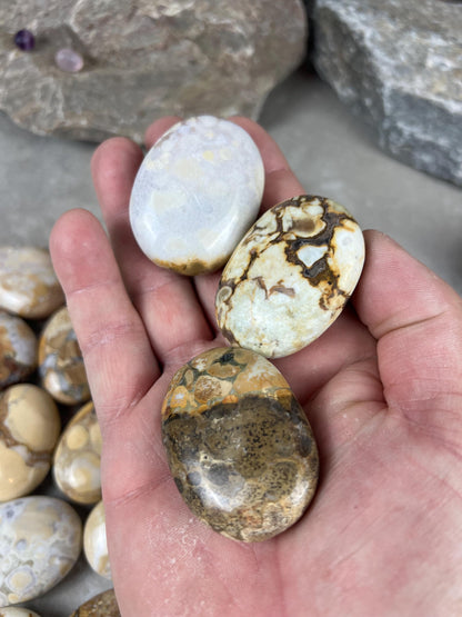 Indian King Cobra Jasper Palm Stone Uttar Pradesh Orbicular Jasper, Natural Crystal Home Decor Worry Pocket Stress Anxiety Palm Stone