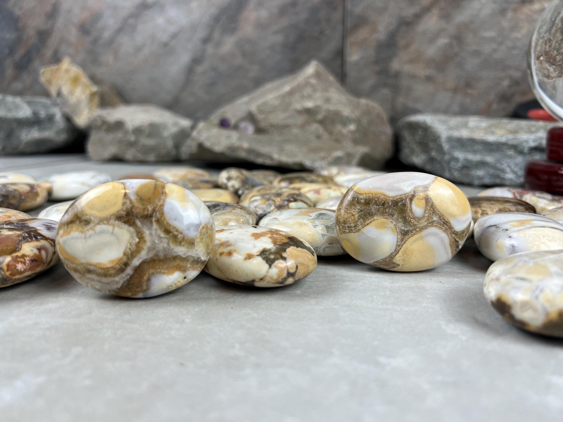 Indian King Cobra Jasper Palm Stone Uttar Pradesh Orbicular Jasper, Natural Crystal Home Decor Worry Pocket Stress Anxiety Palm Stone