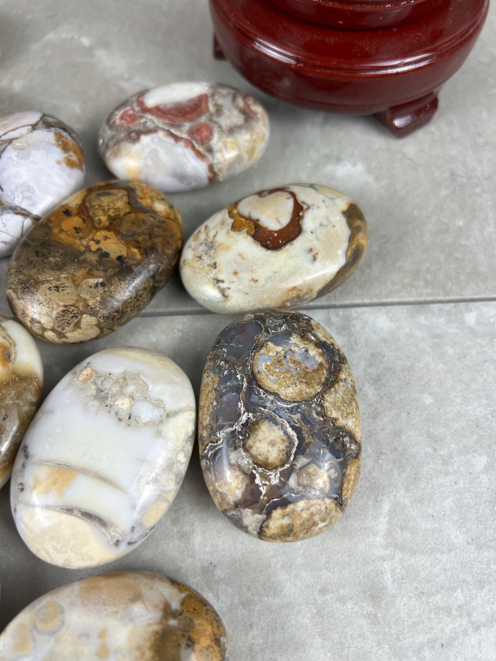 Indian King Cobra Jasper Palm Stone Uttar Pradesh Orbicular Jasper, Natural Crystal Home Decor Worry Pocket Stress Anxiety Palm Stone