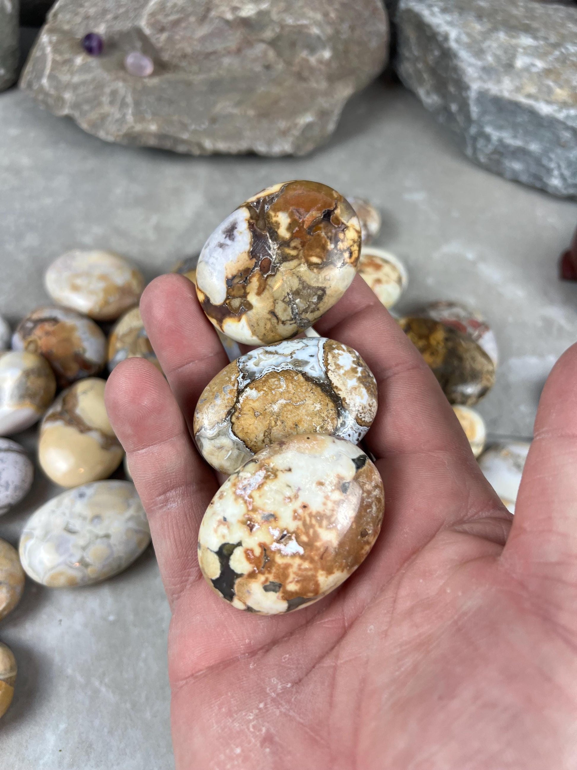 Indian King Cobra Jasper Palm Stone Uttar Pradesh Orbicular Jasper, Natural Crystal Home Decor Worry Pocket Stress Anxiety Palm Stone