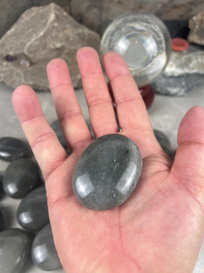 Spanish Grey Aventurine Polished Palm Stone for Meditation Home Decor Worry Pocket Stress Anxiety Palm Stone Gift Birthday Worry Relief