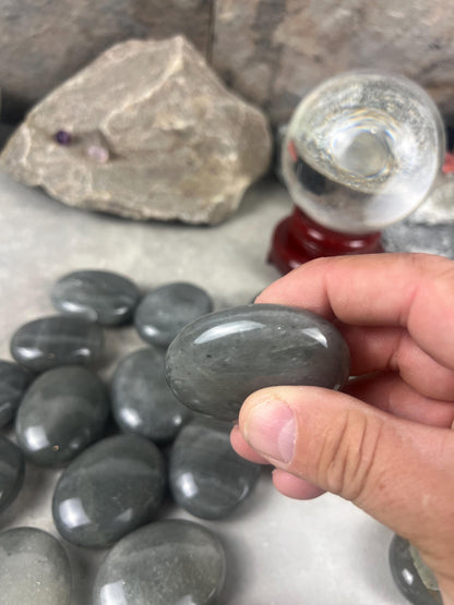 Spanish Grey Aventurine Polished Palm Stone for Meditation Home Decor Worry Pocket Stress Anxiety Palm Stone Gift Birthday Worry Relief