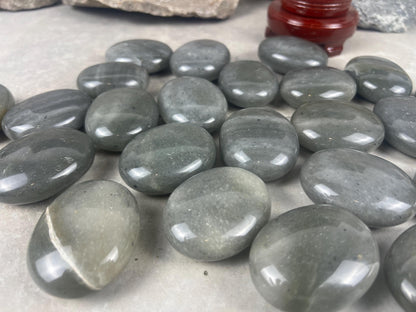 Spanish Grey Aventurine Polished Palm Stone for Meditation Home Decor Worry Pocket Stress Anxiety Palm Stone Gift Birthday Worry Relief