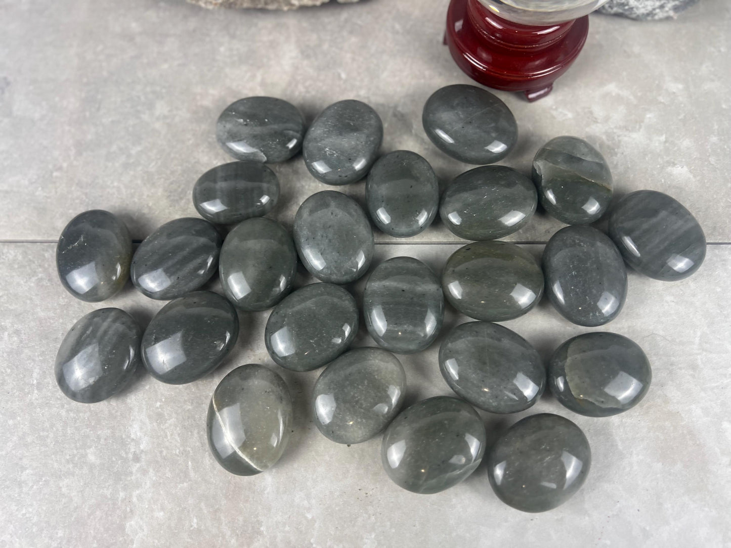 Spanish Grey Aventurine Polished Palm Stone for Meditation Home Decor Worry Pocket Stress Anxiety Palm Stone Gift Birthday Worry Relief
