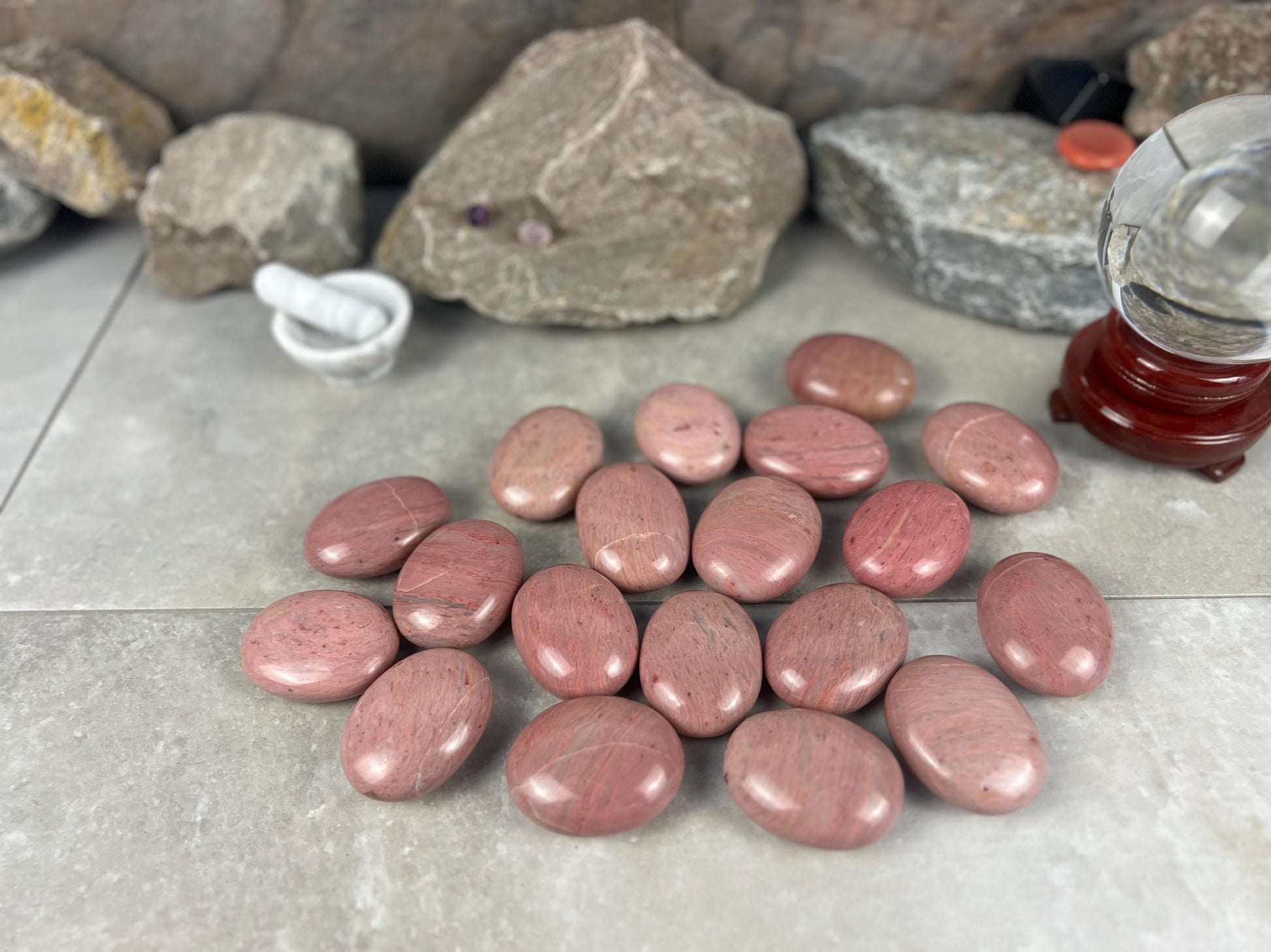 Norwegian Pink Thulite Polished Palm Stone Anxiety Stone Worry Stress Distraction Natural Crystal