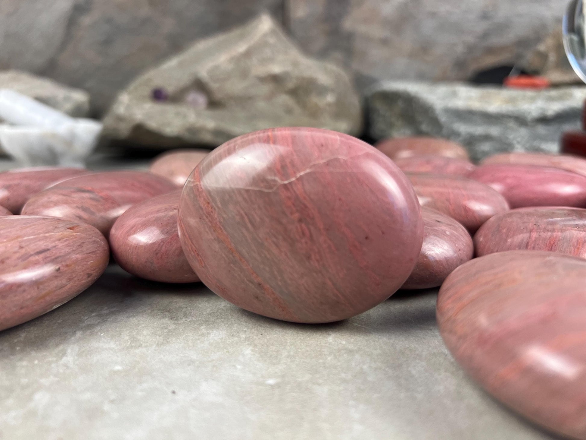 Norwegian Pink Thulite Polished Palm Stone Anxiety Stone Worry Stress Distraction Natural Crystal