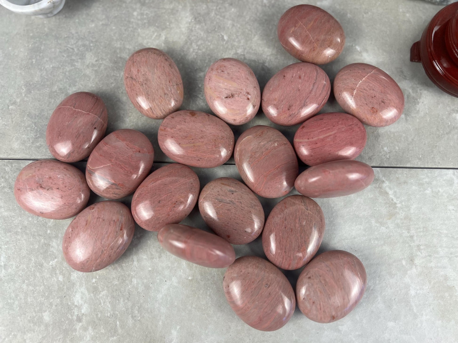 Norwegian Pink Thulite Polished Palm Stone Anxiety Stone Worry Stress Distraction Natural Crystal