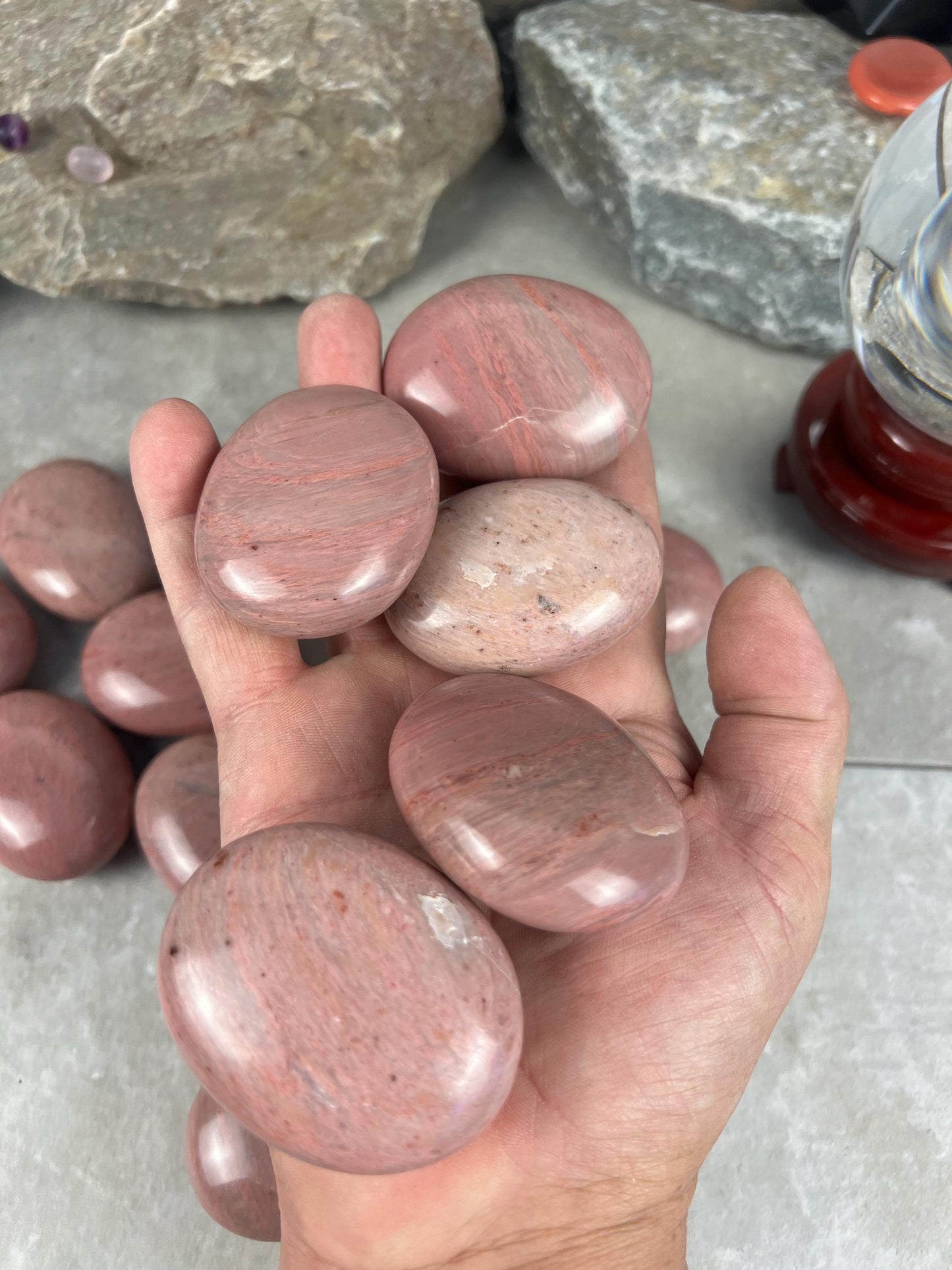 Norwegian Pink Thulite Polished Palm Stone Anxiety Stone Worry Stress Distraction Natural Crystal