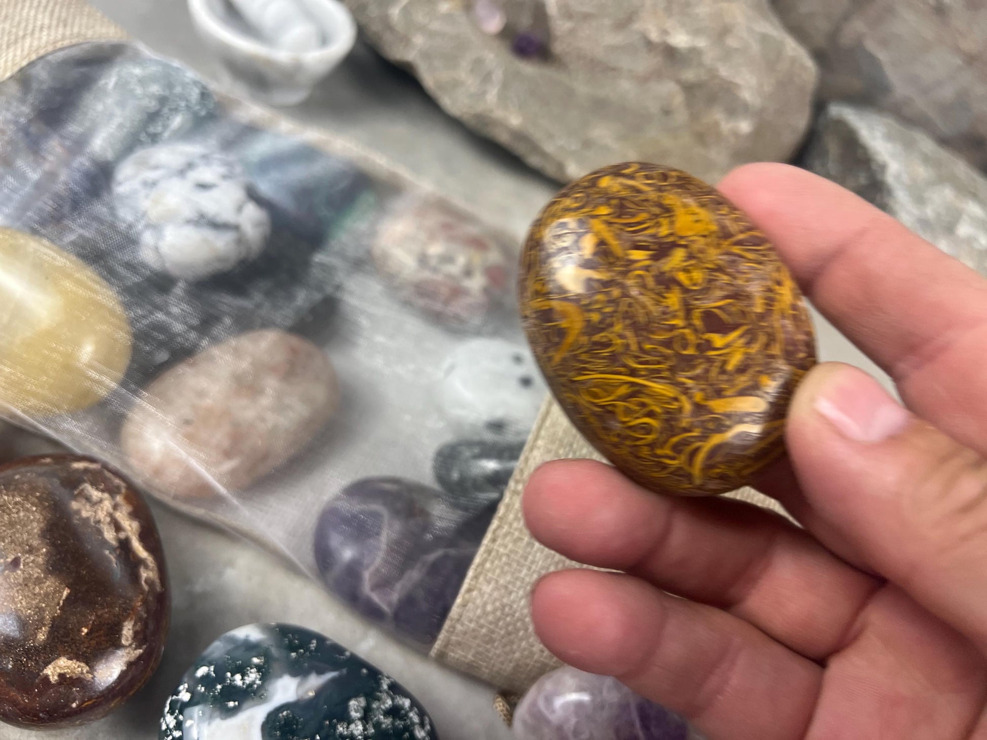 Random Pull Mystery Crystal Pick Full Sized Palm Stone for Anxiety, Worry w/video