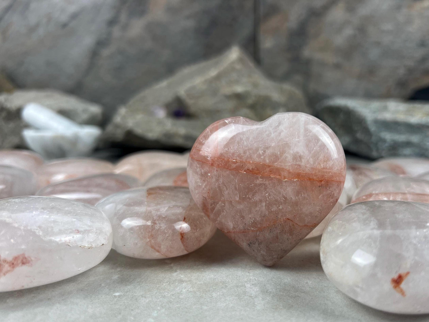 Rare African Lithium Quartz Polished Crystal Hearts Worry Stone Pocket Palm Home Decor Worry Pocket Stress Anxiety Palm Stone