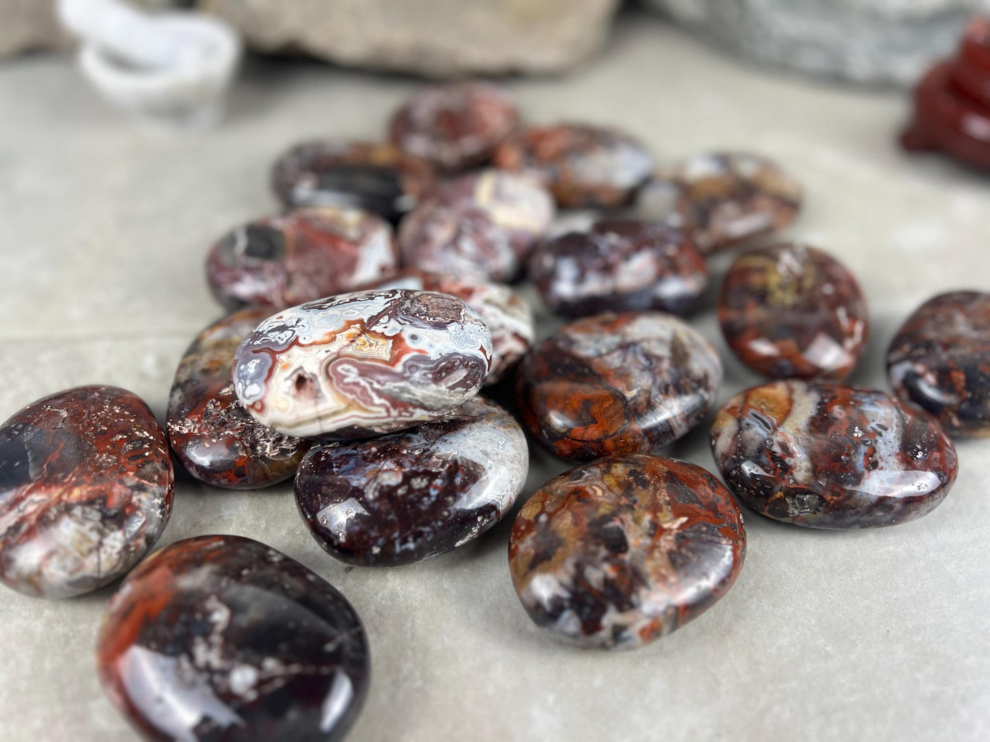 Large Laughter Stone Palm Stone Mexican Agate Money Polished Crystal Worry Distraction Home Decor Worry Pocket Stress Anxiety Palm Stone