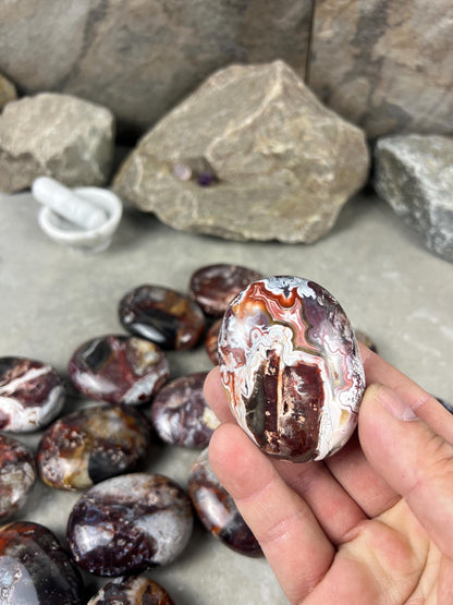 Large Laughter Stone Palm Stone Mexican Agate Money Polished Crystal Worry Distraction Home Decor Worry Pocket Stress Anxiety Palm Stone
