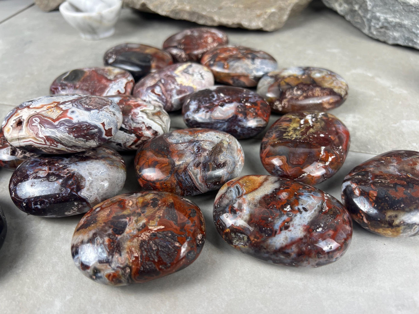 Large Laughter Stone Palm Stone Mexican Agate Money Polished Crystal Worry Distraction Home Decor Worry Pocket Stress Anxiety Palm Stone