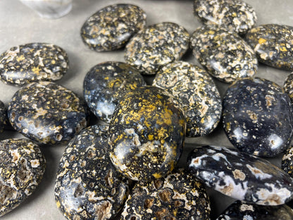 Deccan Plateau Chloromelanite Agate Palm Stone Natural Polished Crystal for Anxiety Relief Home Decor Worry Pocket Stress Anxiety Palm Stone