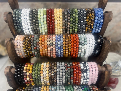 Natural Gemstone Bead Bracelet, Unisex Healing Crystal Jewelry