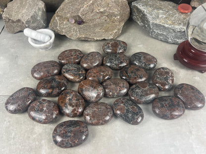Manahoro Coast Madagascan Black Ocean Jasper Palm Stone Polished Crystal Worry Anxiety Distraction