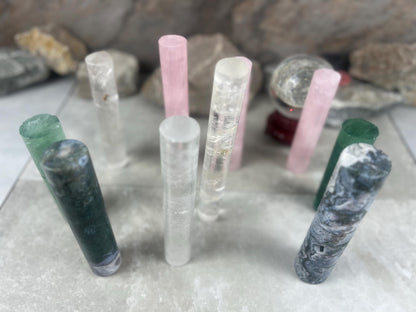 Small Batch Brazil Rose/Clear Quartz Moss Agate Crystal Rods for Focus Anxiety Meditation Christmas Birthday Gift Rods Towers
