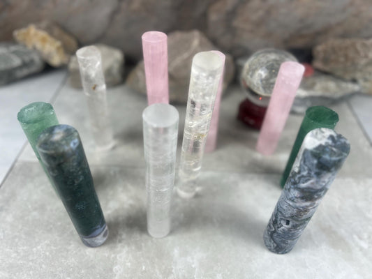 Small Batch Brazil Rose/Clear Quartz Moss Agate Crystal Rods for Focus Anxiety Meditation Christmas Birthday Gift Rods Towers