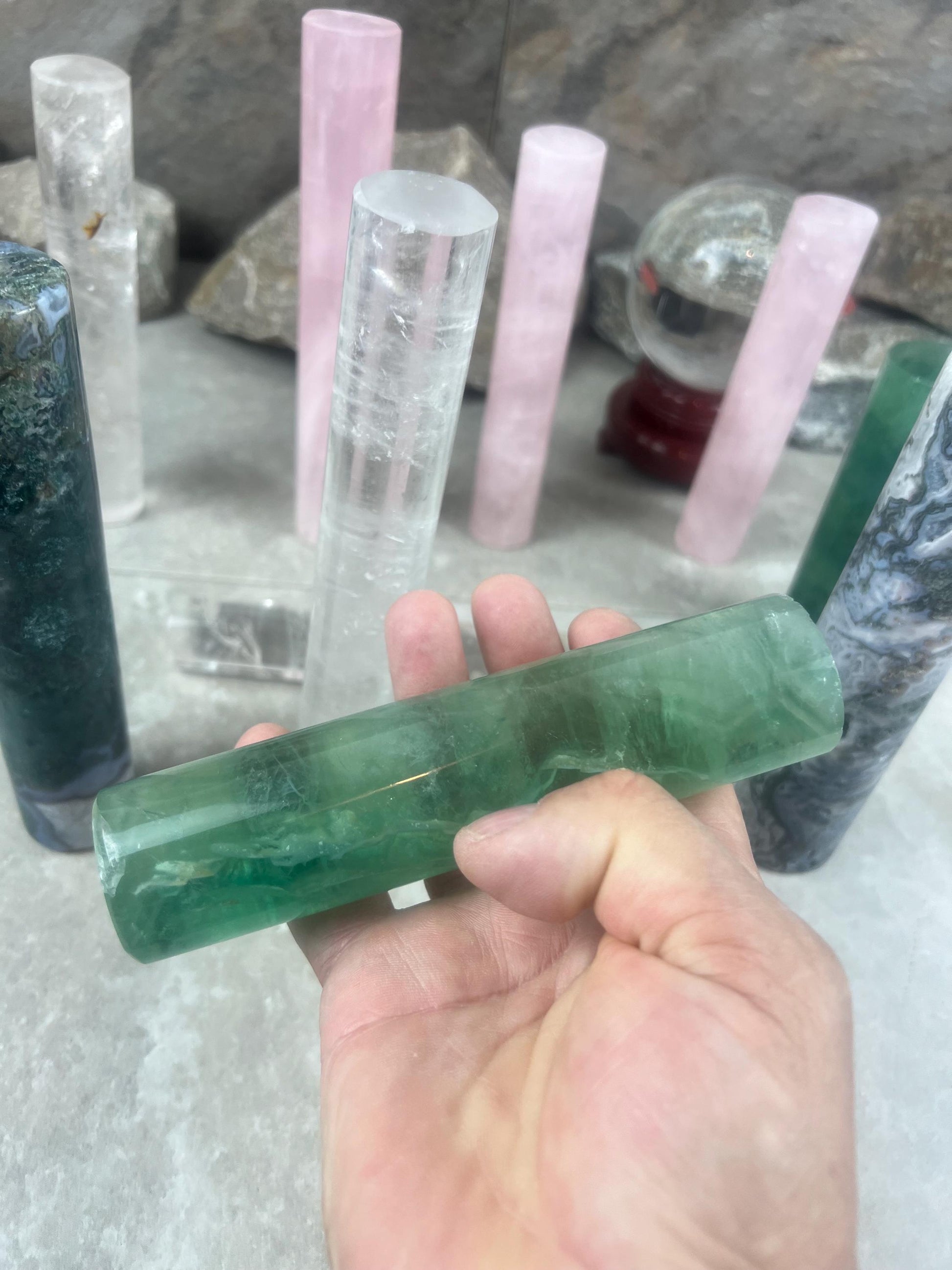 Small Batch Brazil Rose/Clear Quartz Moss Agate Crystal Rods for Focus Anxiety Meditation Christmas Birthday Gift Rods Towers