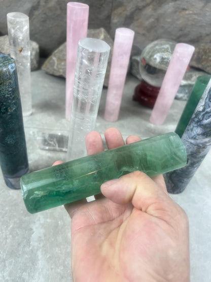 Small Batch Brazil Rose/Clear Quartz Moss Agate Crystal Rods for Focus Anxiety Meditation Christmas Birthday Gift Rods Towers