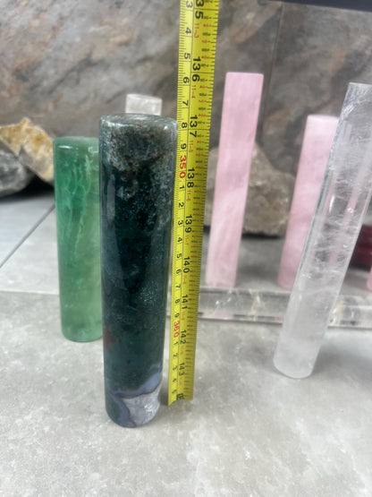 Small Batch Brazil Rose/Clear Quartz Moss Agate Crystal Rods for Focus Anxiety Meditation Christmas Birthday Gift Rods Towers