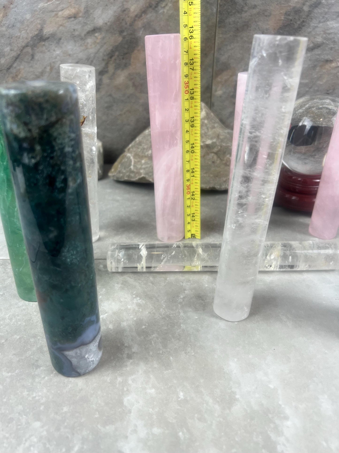 Small Batch Brazil Rose/Clear Quartz Moss Agate Crystal Rods for Focus Anxiety Meditation Christmas Birthday Gift Rods Towers