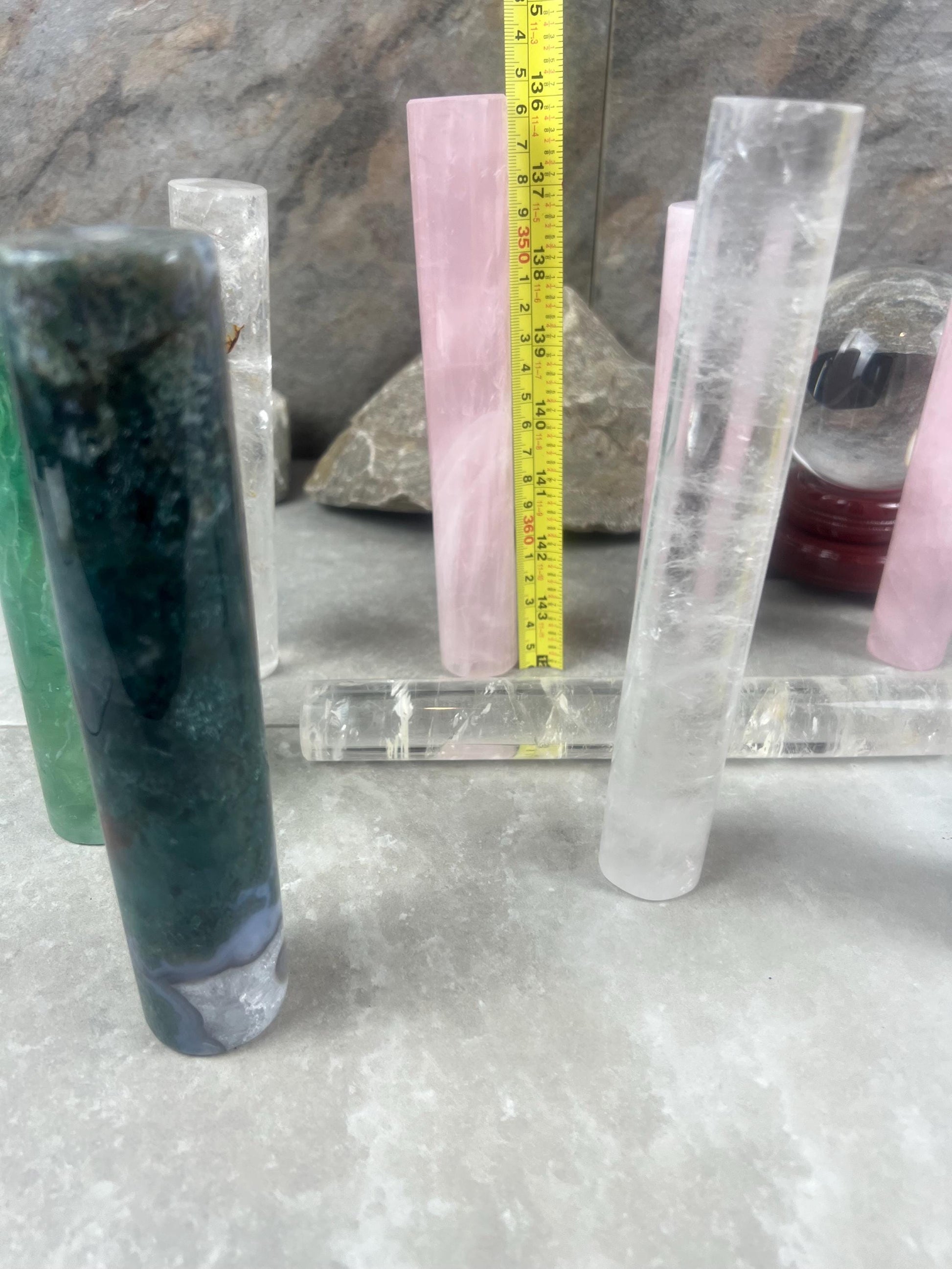 Small Batch Brazil Rose/Clear Quartz Moss Agate Crystal Rods for Focus Anxiety Meditation Christmas Birthday Gift Rods Towers