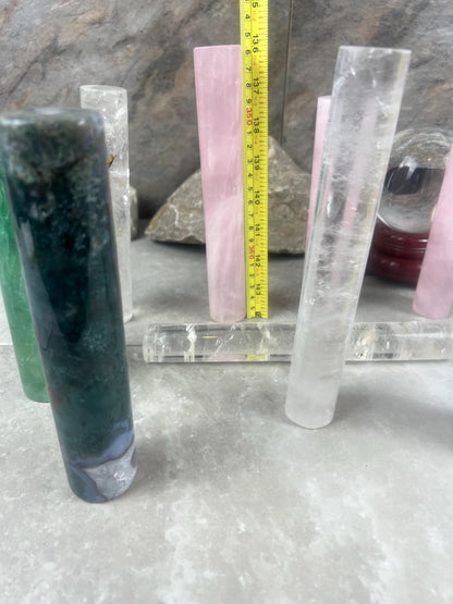 Small Batch Brazil Rose/Clear Quartz Moss Agate Crystal Rods for Focus Anxiety Meditation Christmas Birthday Gift Rods Towers