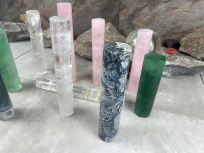 Small Batch Brazil Rose/Clear Quartz Moss Agate Crystal Rods for Focus Anxiety Meditation Christmas Birthday Gift Rods Towers