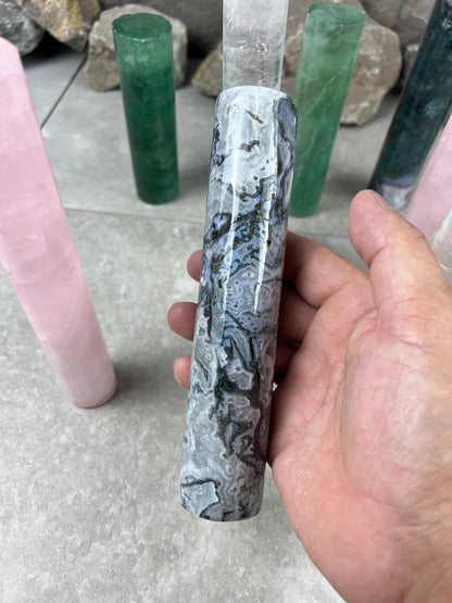 Small Batch Brazil Rose/Clear Quartz Moss Agate Crystal Rods for Focus Anxiety Meditation Christmas Birthday Gift Rods Towers