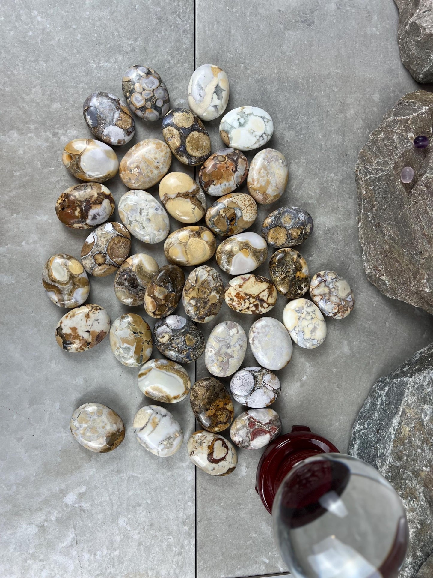 Indian King Cobra Jasper Palm Stone Uttar Pradesh Orbicular Jasper, Natural Crystal Home Decor Worry Pocket Stress Anxiety Palm Stone