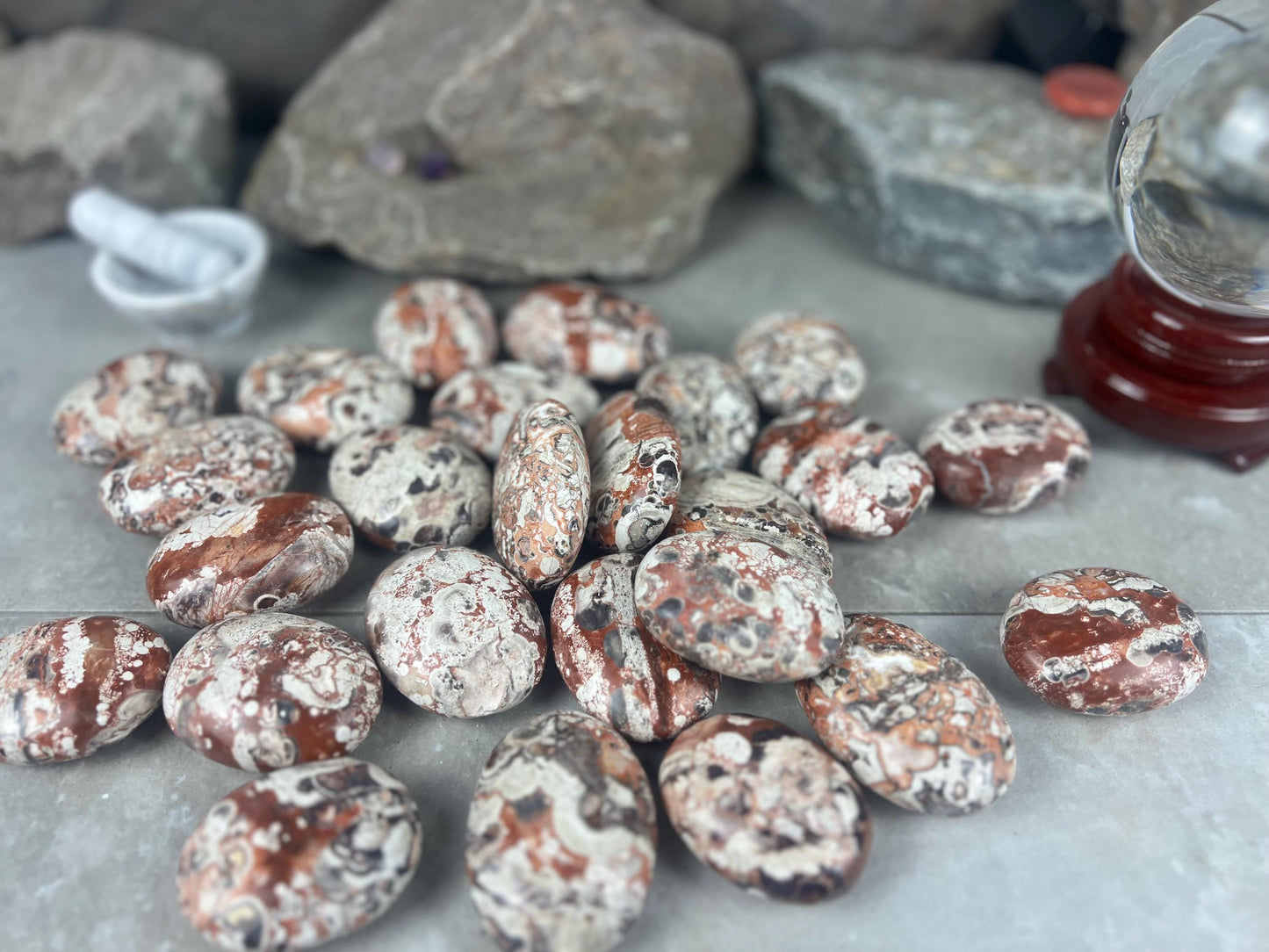 Large Crazy Agate Stone Palm Stone Mexican Agate Money Polished Crystal Worry Distraction