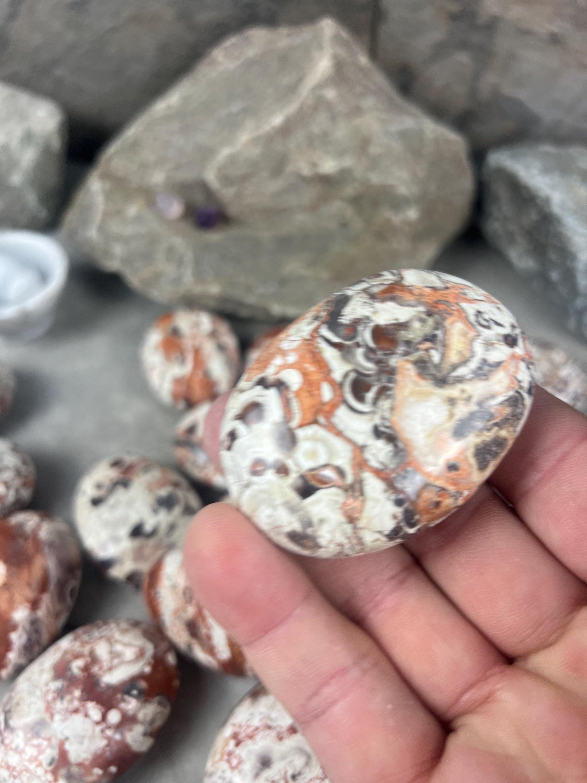 Large Crazy Agate Stone Palm Stone Mexican Agate Money Polished Crystal Worry Distraction