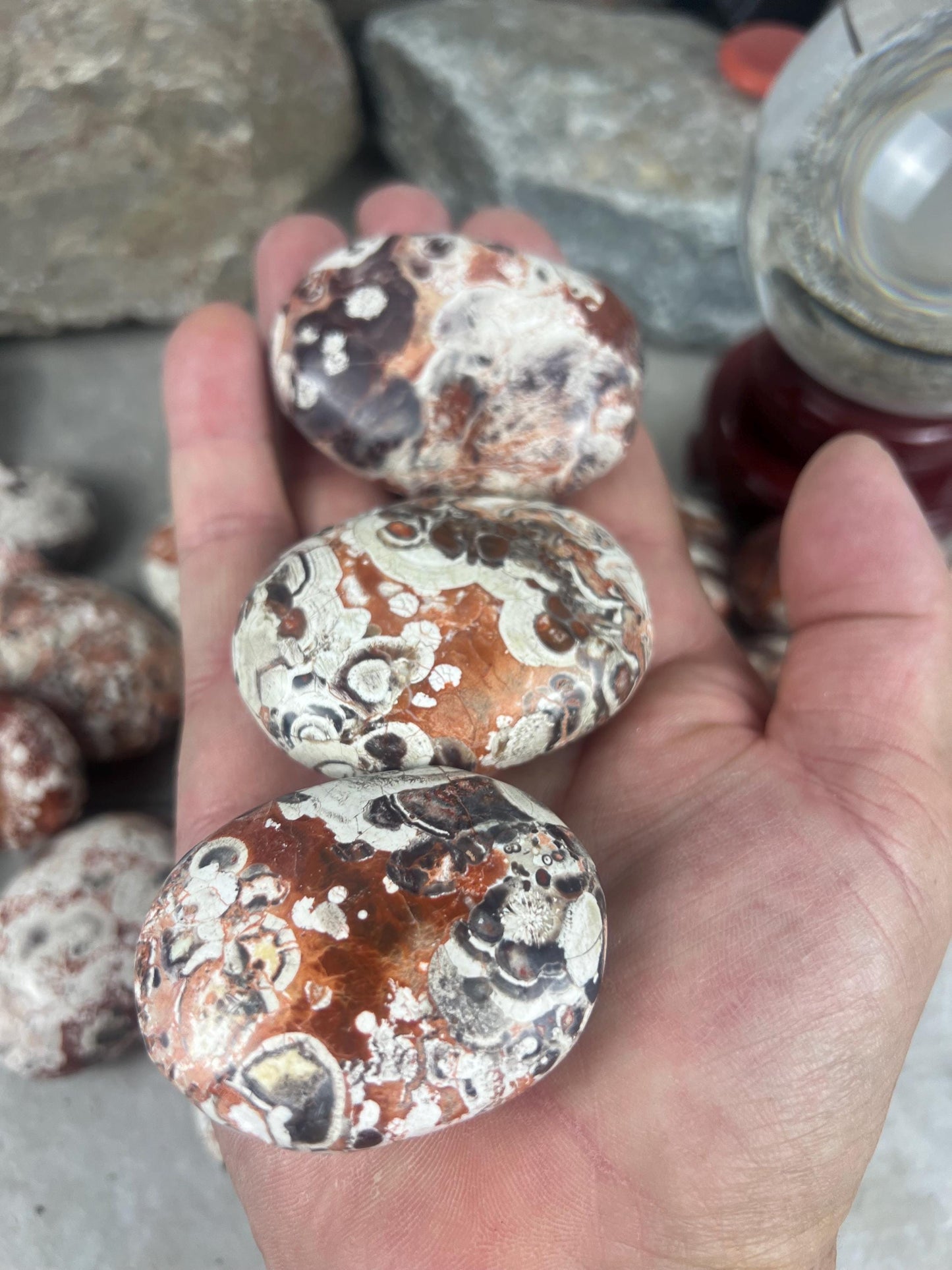 Large Crazy Agate Stone Palm Stone Mexican Agate Money Polished Crystal Worry Distraction