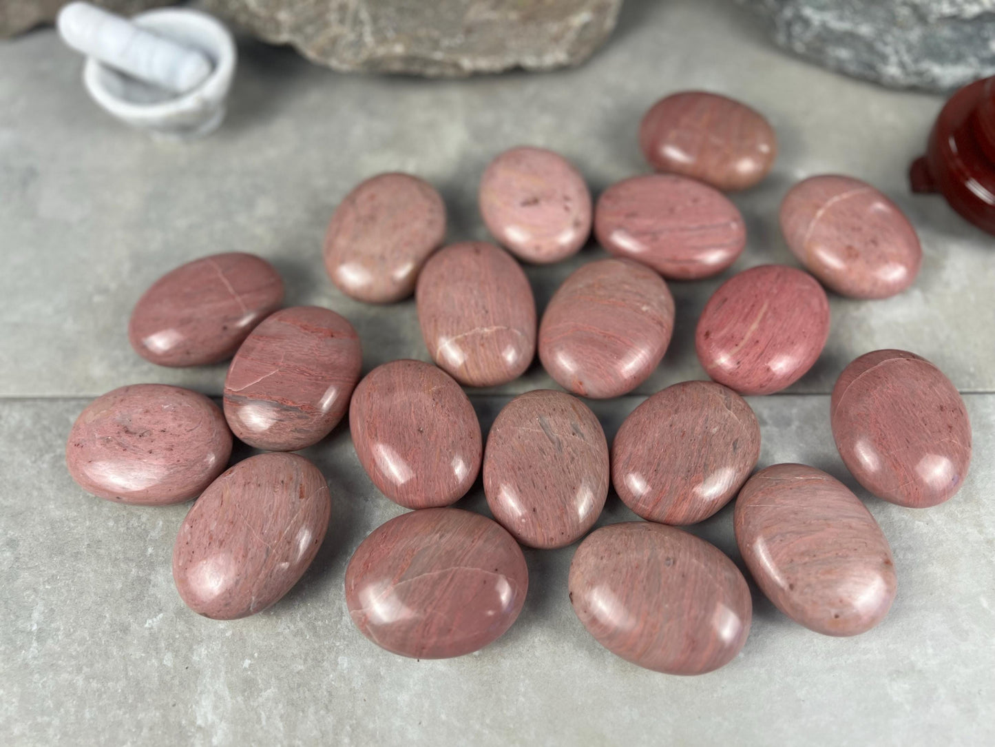 Norwegian Pink Thulite Polished Palm Stone Anxiety Stone Worry Stress Distraction Natural Crystal