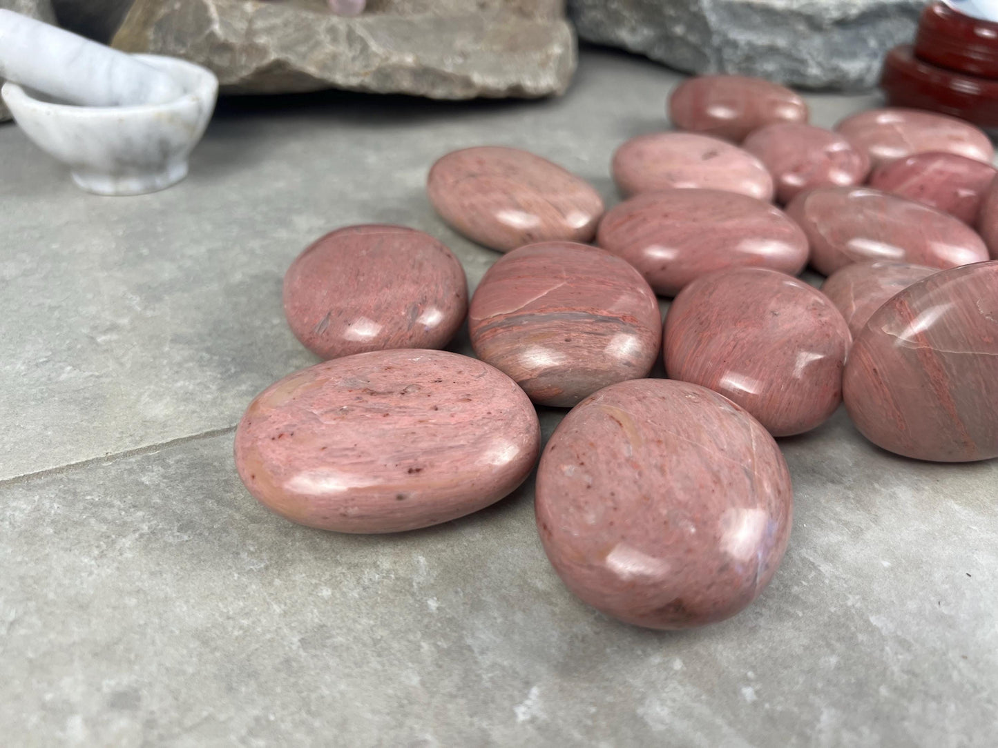 Norwegian Pink Thulite Polished Palm Stone Anxiety Stone Worry Stress Distraction Natural Crystal