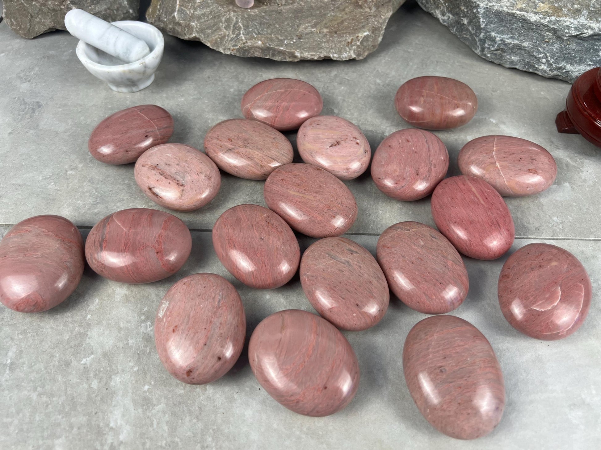 Norwegian Pink Thulite Polished Palm Stone Anxiety Stone Worry Stress Distraction Natural Crystal