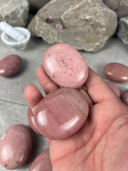 Norwegian Pink Thulite Polished Palm Stone Anxiety Stone Worry Stress Distraction Natural Crystal