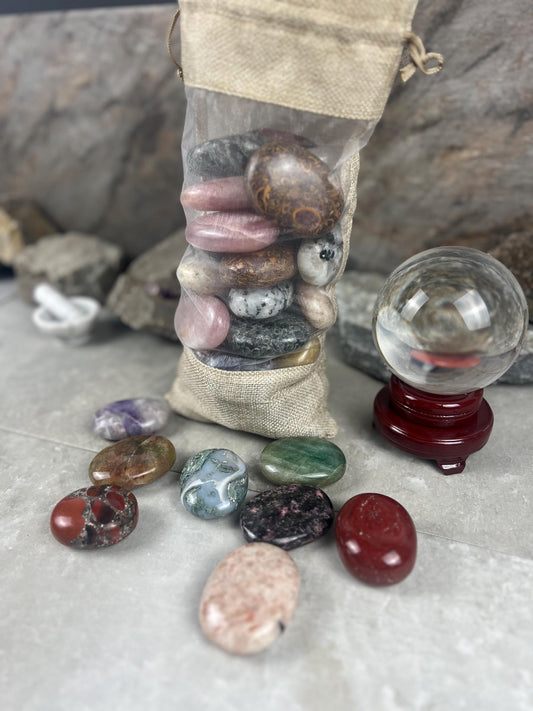 Random Pull Mystery Crystal Pick Full Sized Palm Stone for Anxiety, Worry w/video