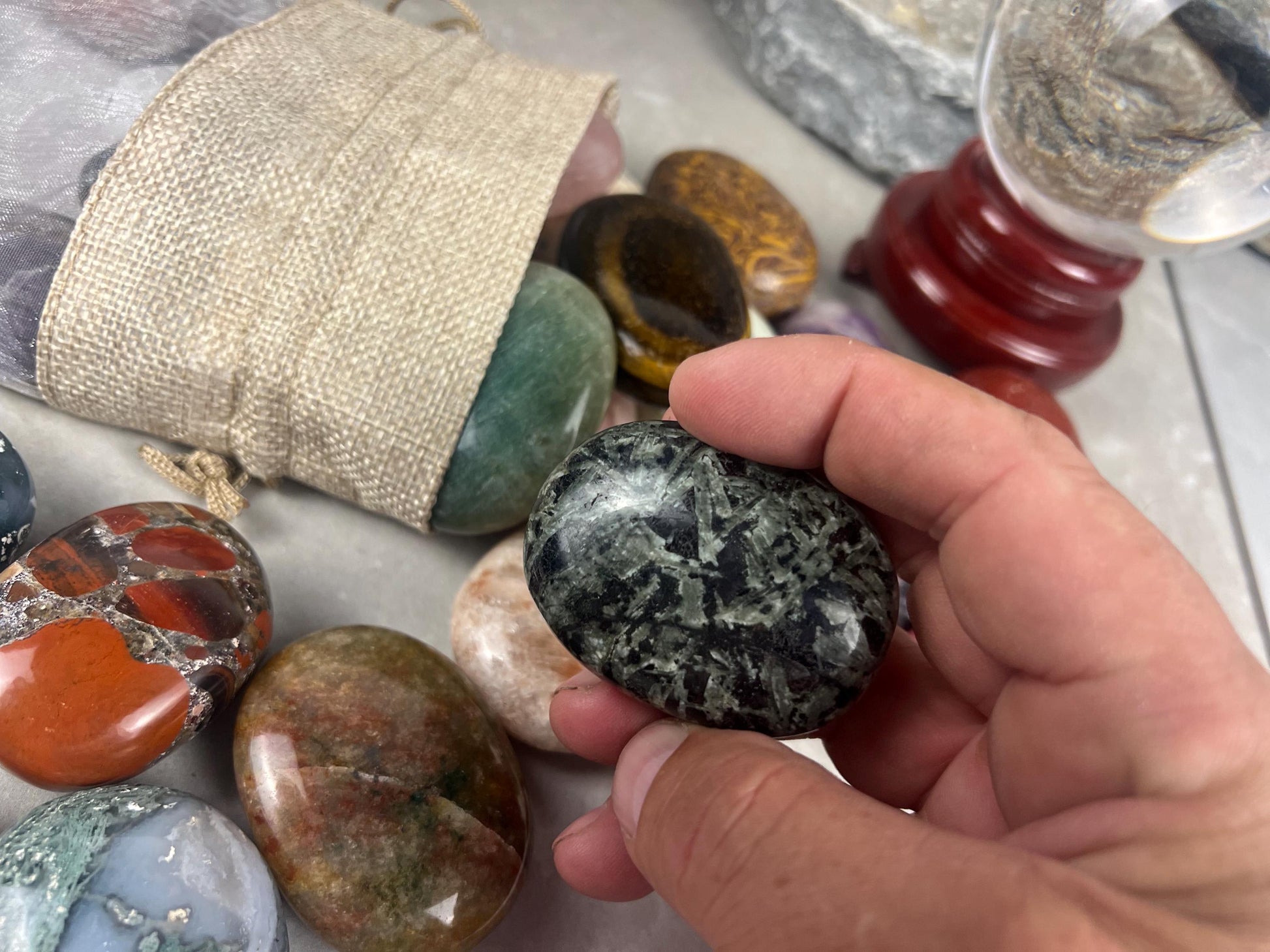 Random Pull Mystery Crystal Pick Full Sized Palm Stone for Anxiety, Worry w/video