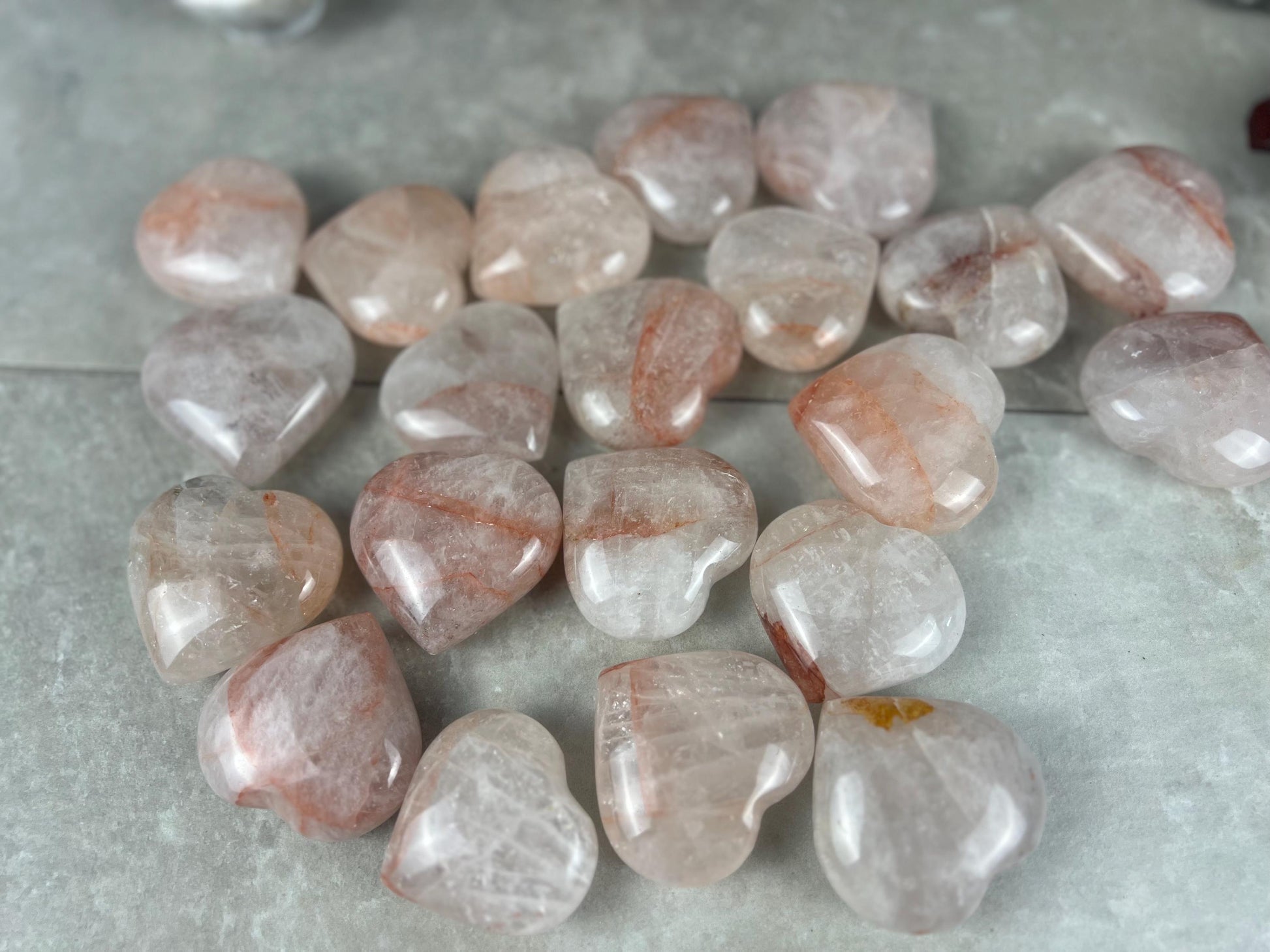 Rare African Lithium Quartz Polished Crystal Hearts Worry Stone Pocket Palm Home Decor Worry Pocket Stress Anxiety Palm Stone