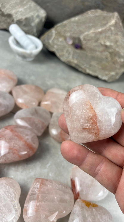 Rare African Lithium Quartz Polished Crystal Hearts Worry Stone Pocket Palm Home Decor Worry Pocket Stress Anxiety Palm Stone