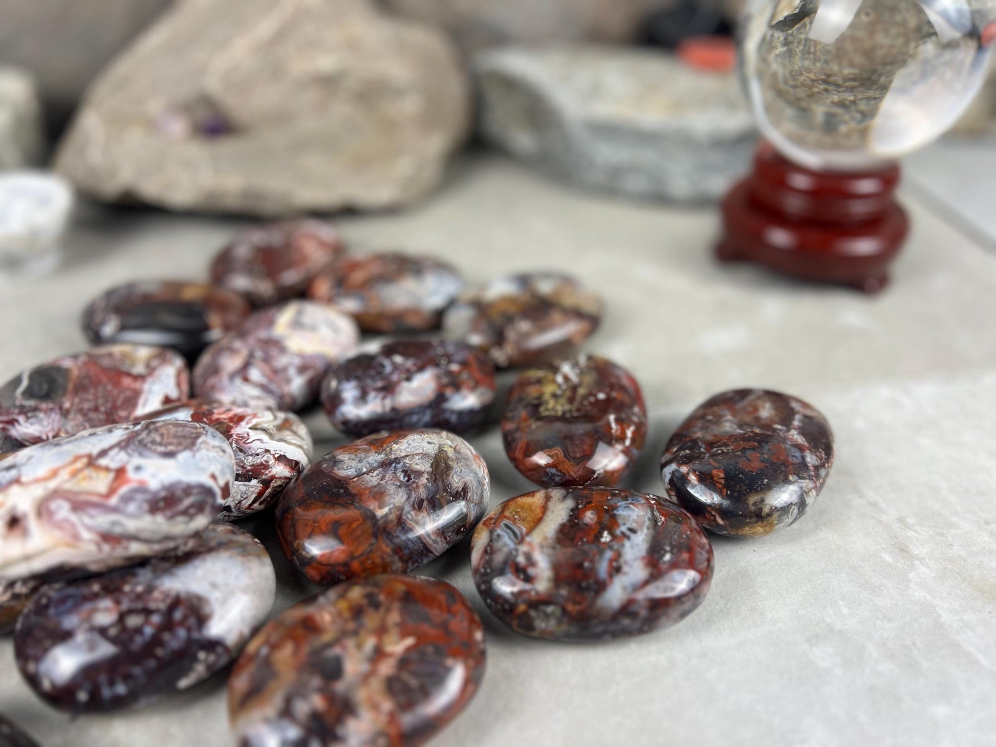 Large Laughter Stone Palm Stone Mexican Agate Money Polished Crystal Worry Distraction Home Decor Worry Pocket Stress Anxiety Palm Stone
