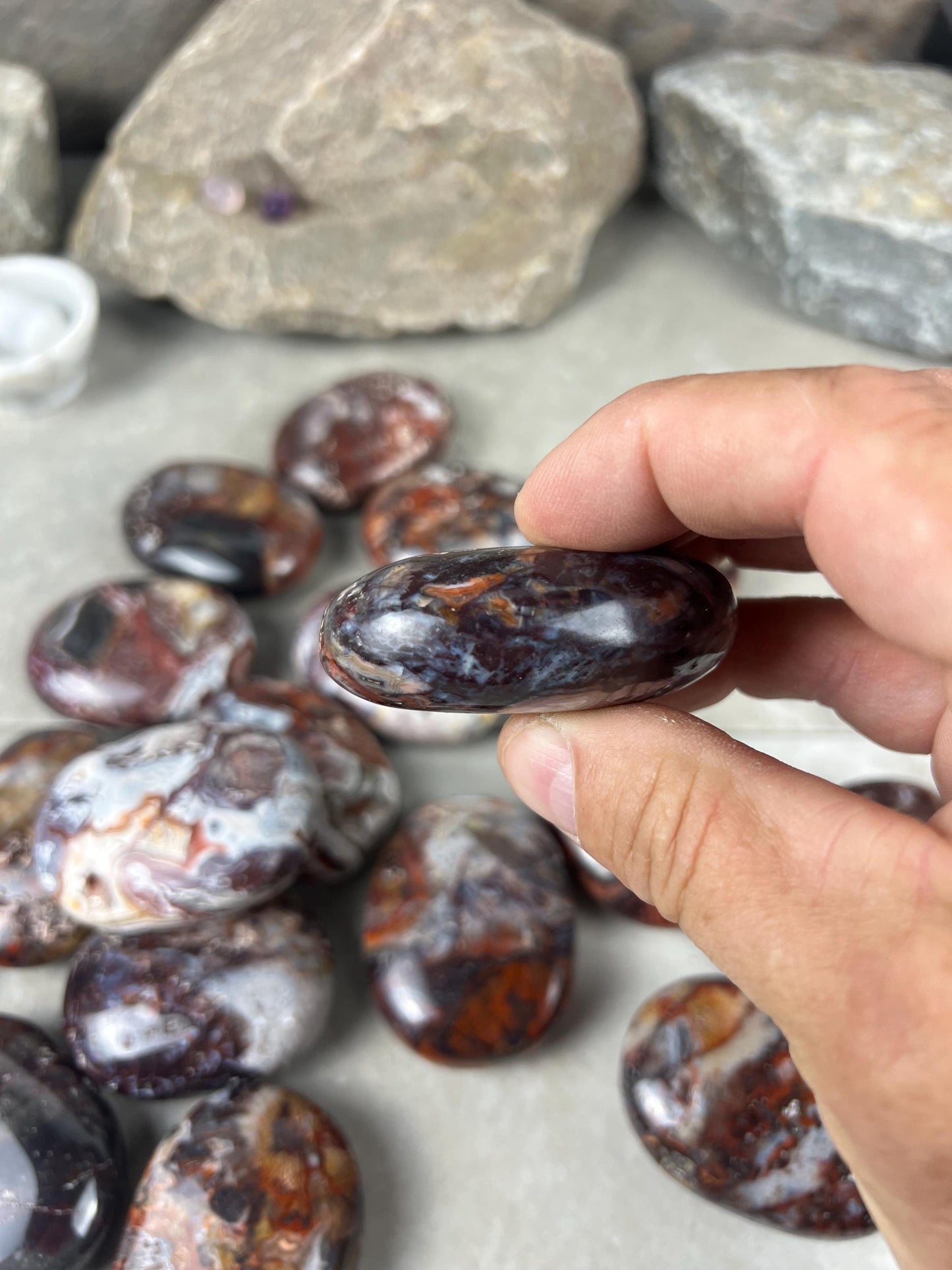 Large Laughter Stone Palm Stone Mexican Agate Money Polished Crystal Worry Distraction Home Decor Worry Pocket Stress Anxiety Palm Stone